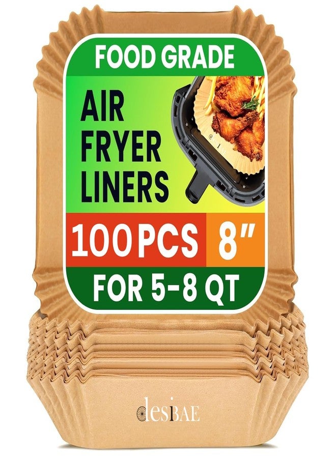 Desi BAE 100 PCS Air Fryer Paper Sheets, Disposable Paper Liner for Microwave, Oil-Proof Air Fryer Parchment Paper for Frying, Baking, Cooking, Roasting and Microwave (Square 8 inch) - Image 1